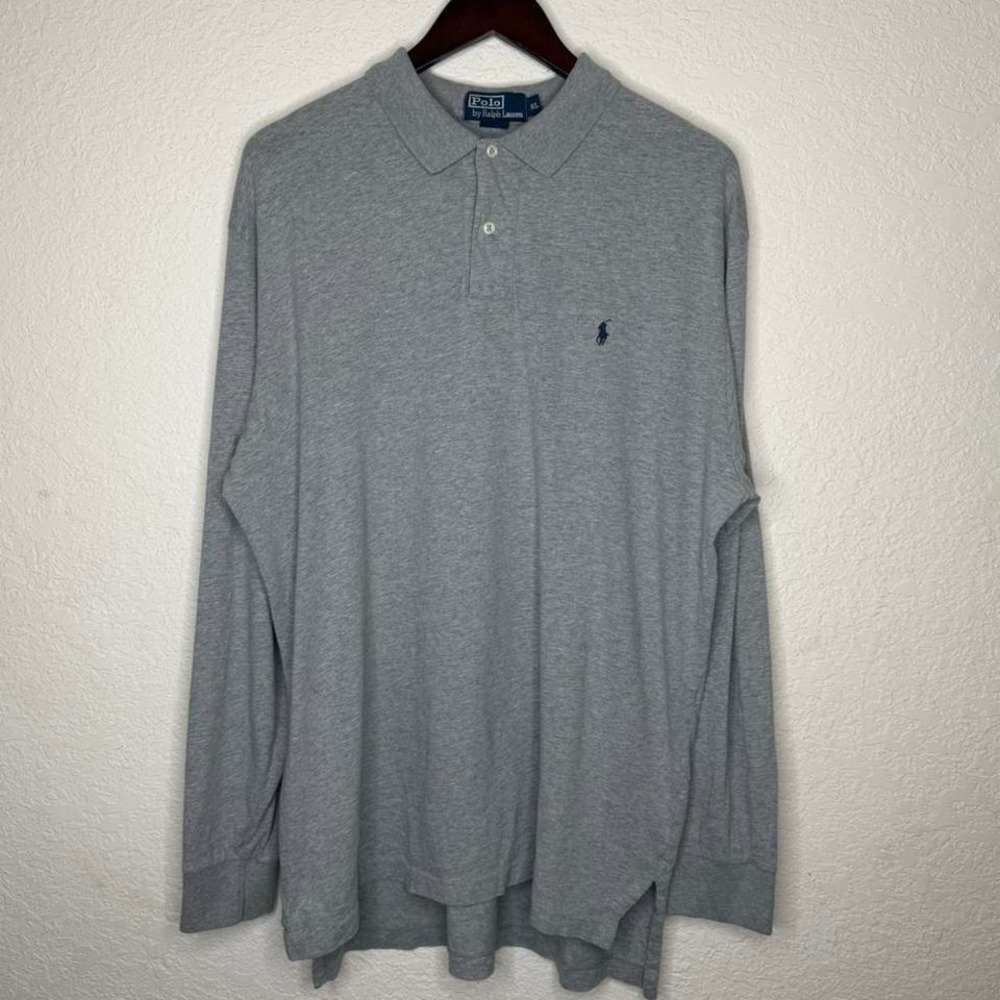 Ralph Lauren grey long sleeve polo Henley shirt Size XL